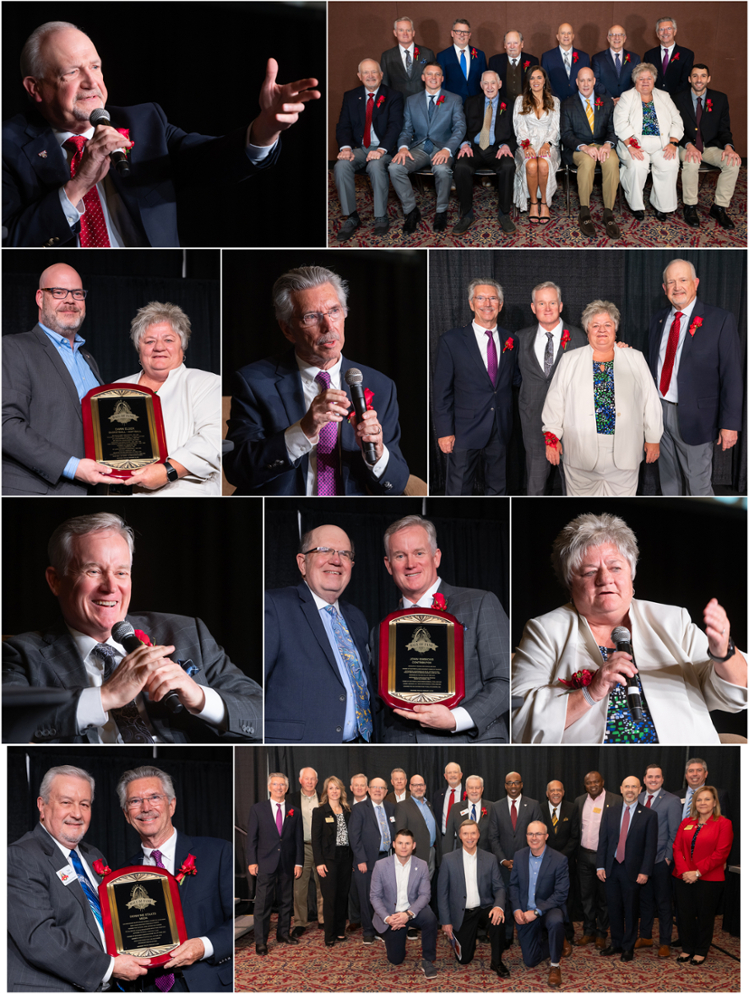 A collage of 11 photos, each highlighting a member of the SIUE awardees at the Sports Hall Of Fame Winter Enshrinement Dinner.